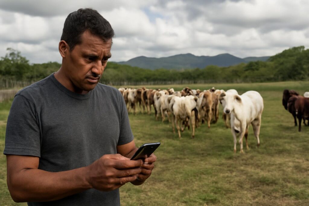 Ilustração sobre Gado desaparece em fazenda de São Fidélis; anúncio no WhatsApp levou a compradores