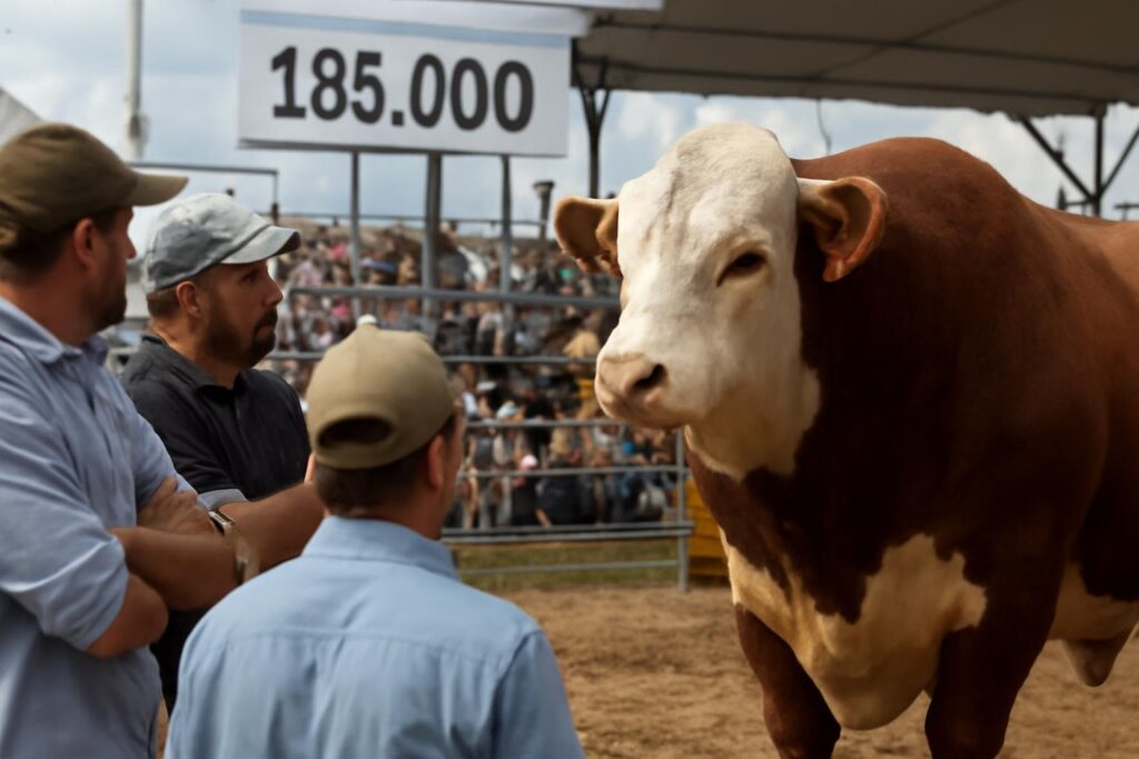 Ilustração sobre Touro Hereford é avaliado em R$ 186 mil e estabelece recorde na Farm Show de Dom Pedrito