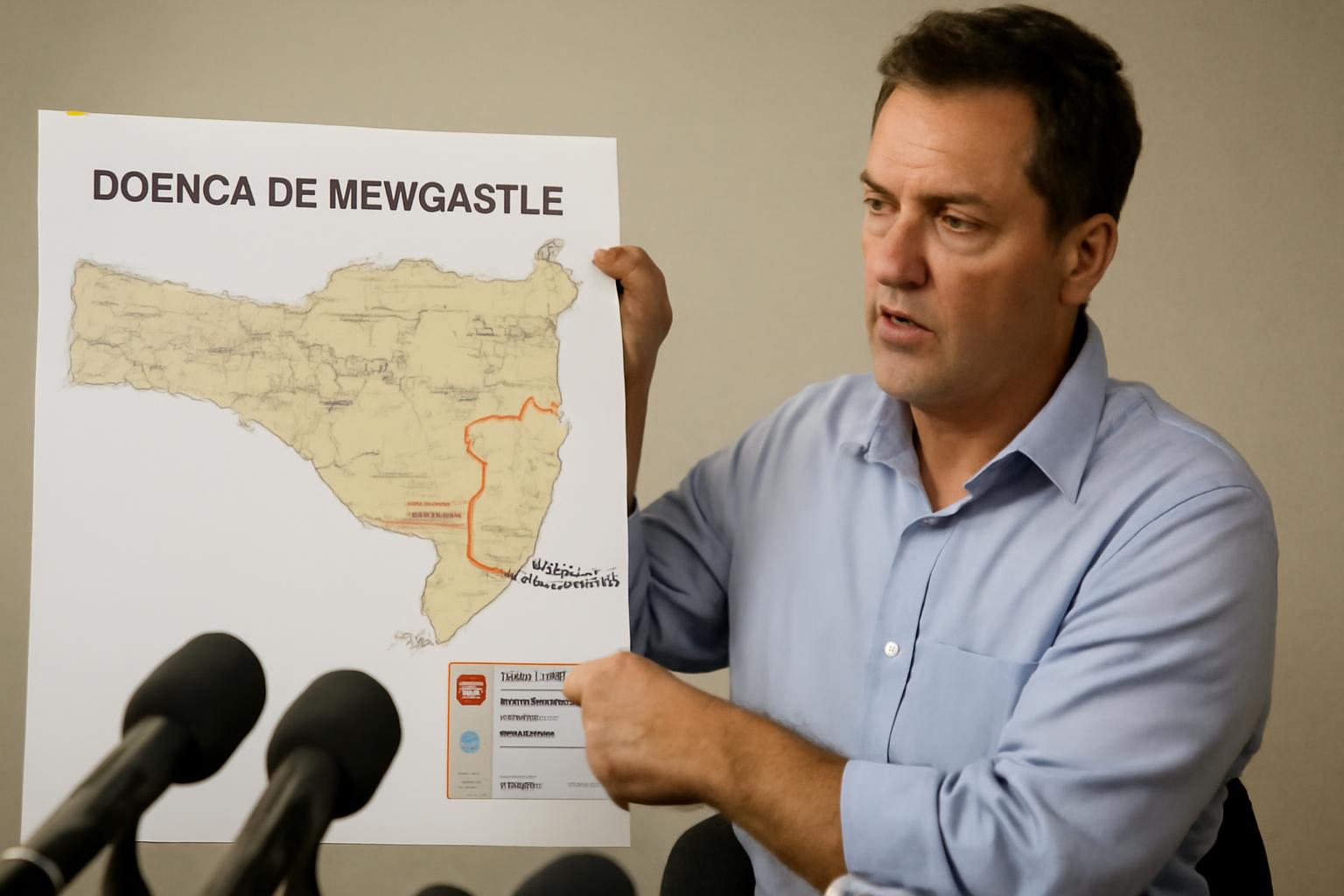 Ilustração sobre Mapa confirma foco de doença de Newcastle em granja de perus em Nova Itaberaba (SC)