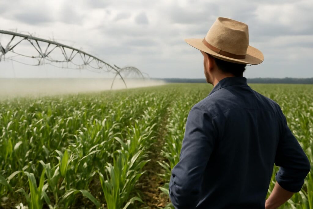 Ilustração sobre Irrigação por pivôs eleva produtividade do milho de 33 para 149 sacas/ha em fazenda do PR
