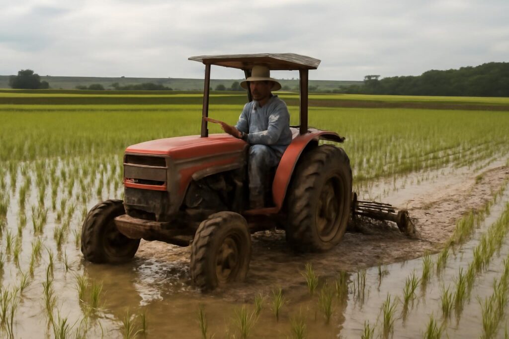 Ilustração sobre Plantio do arroz no RS atinge 36,83% da área prevista para a safra 2026/27