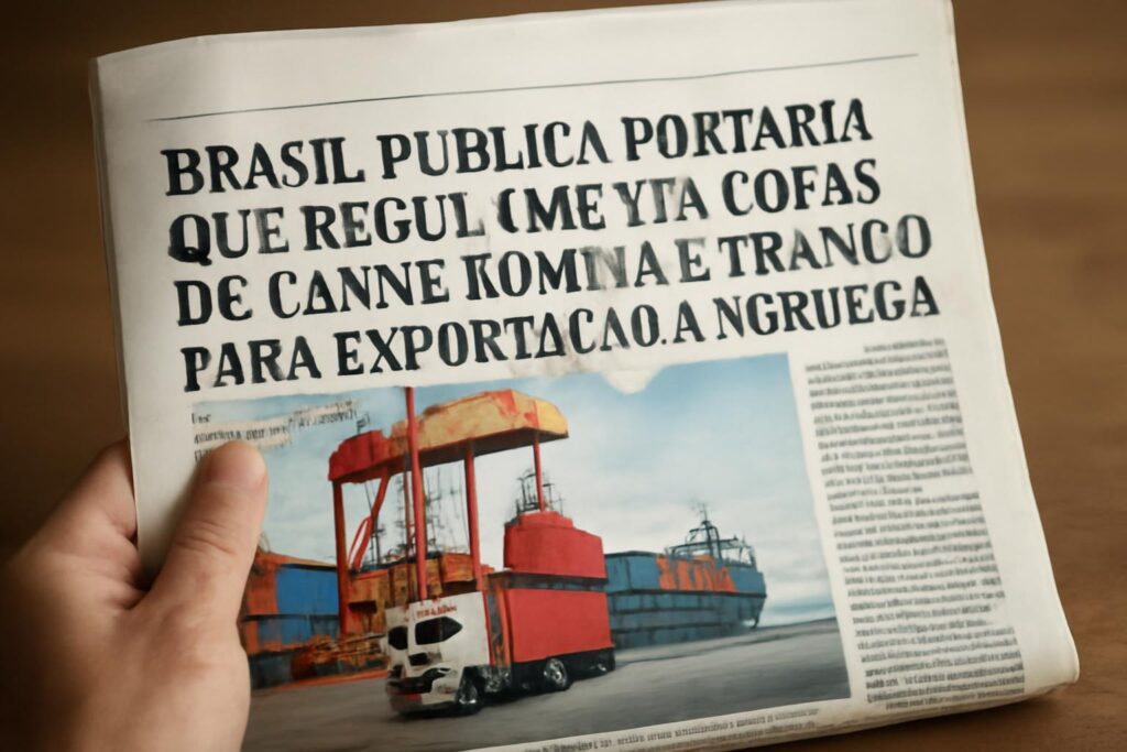 Ilustração sobre Brasil publica portaria que regulamenta cotas de carne bovina e frango para exportação à Noruega