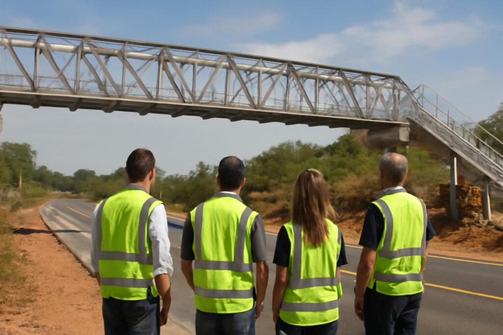 Ilustração sobre ANTT acompanha conclusão da reconstrução da passarela no km 5,950 da BR-381, em Vargem (SP)