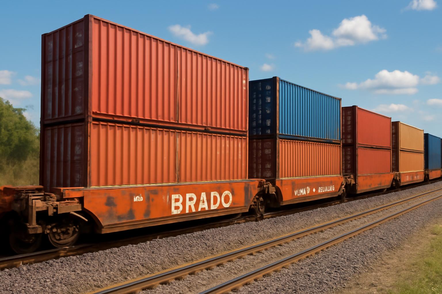 Ilustração sobre Brado: trens double stack transportam 468,8 mil t no 1º semestre de 2026