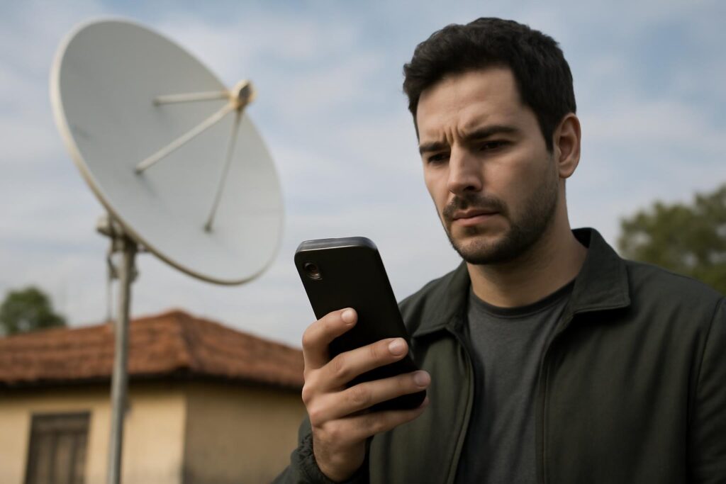 Ilustração sobre Anatel libera espectro na banda S para Starlink; conexão direta a celulares ainda não tem oferta comercial