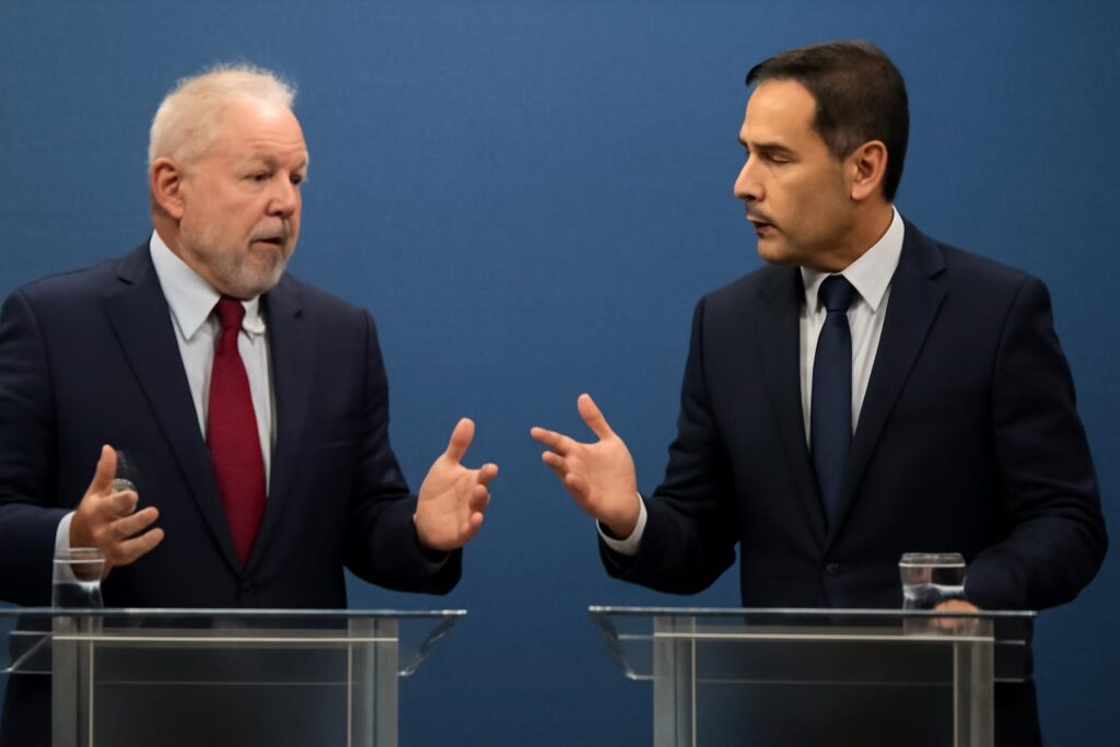 Ilustração sobre Debate Lula x Flávio: agro, economia e BR-319 têm acertos e imprecisões verificados