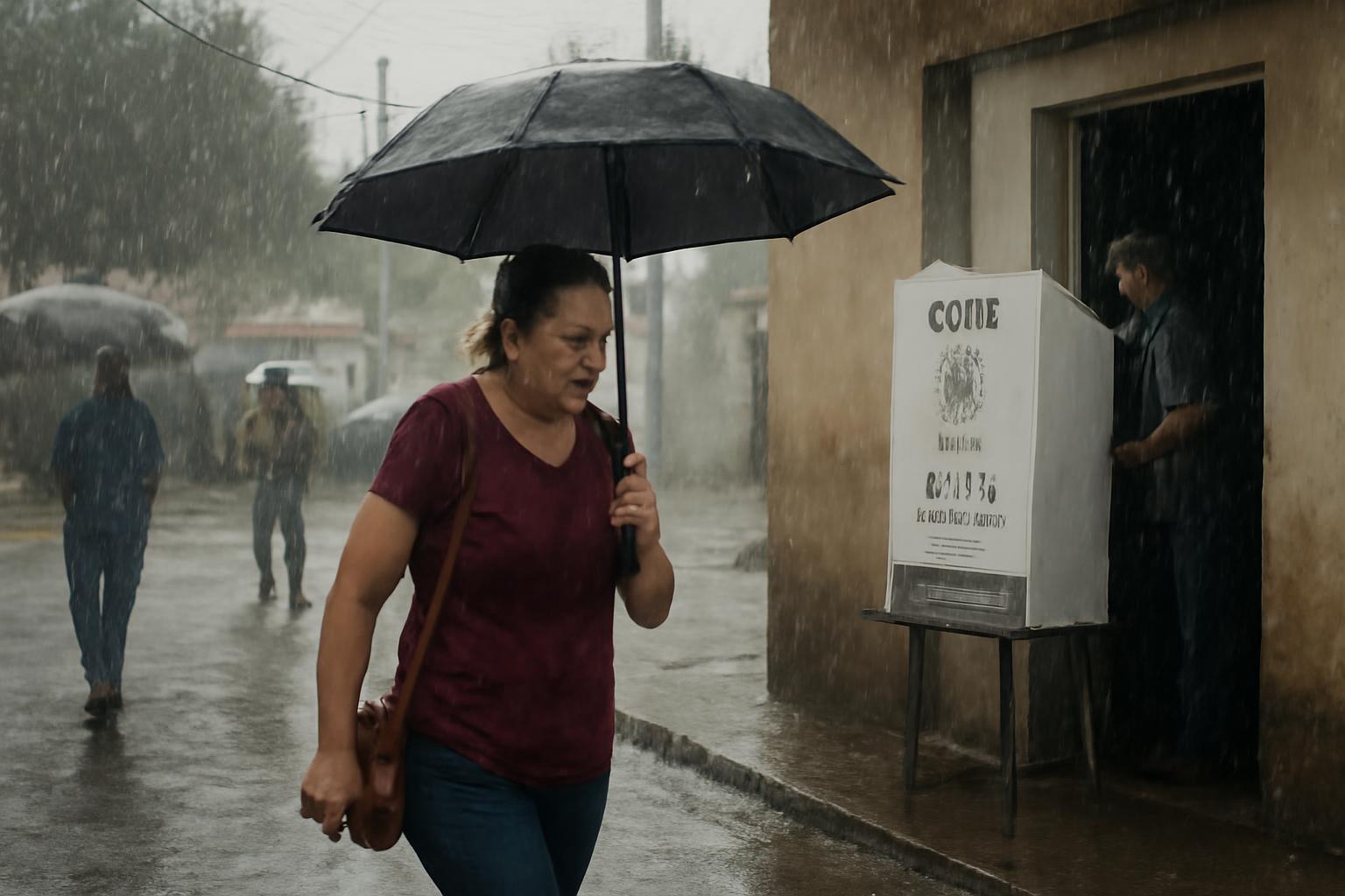 Ilustração sobre Chuva forte e risco de temporais marcam domingo de votação em várias regiões