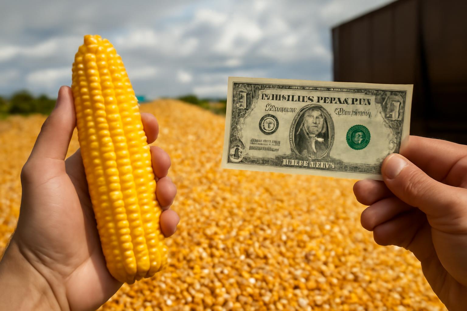 Ilustração sobre Oferta elevada e dólar em queda pressionam cotações do milho, diz Cepea