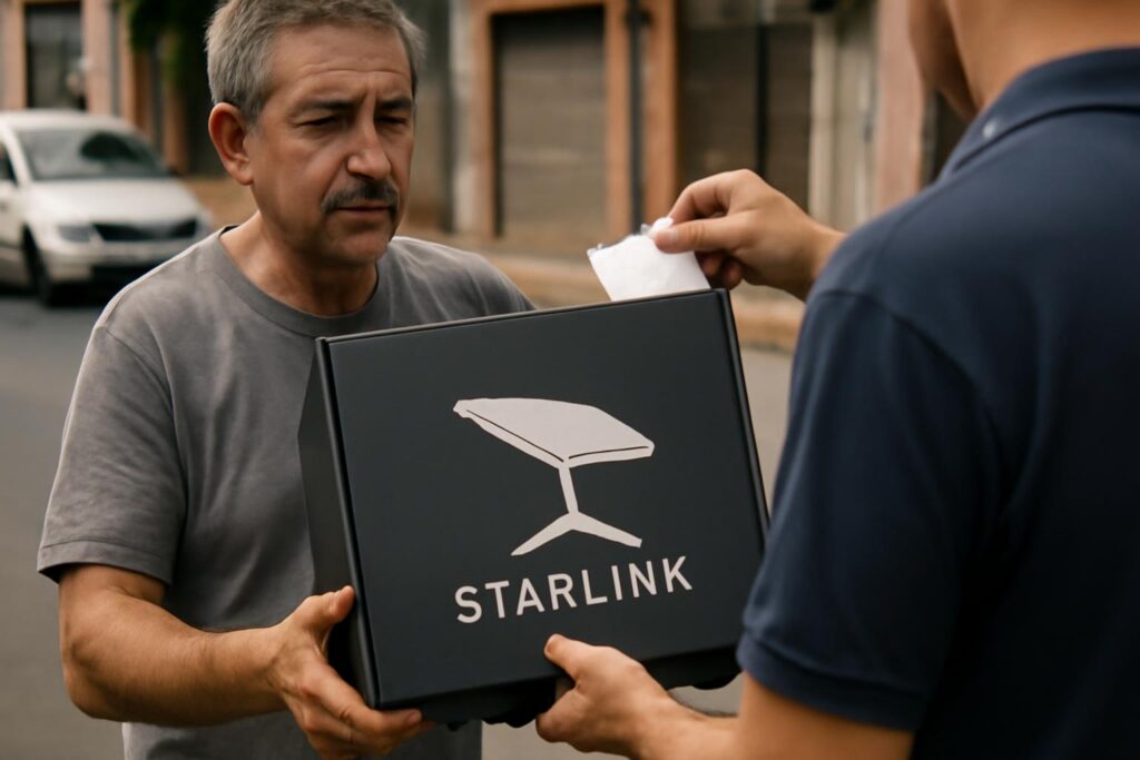 Ilustração sobre Starlink oferece equipamento a partir de R$ 99 em áreas selecionadas; planos residenciais começam em R$ 189/mês