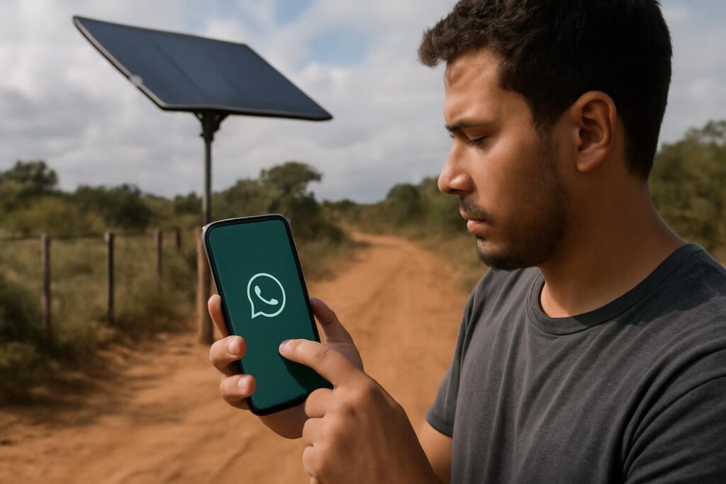 Ilustração sobre Vivo lança conexão direta com Starlink no celular e leva WhatsApp a áreas sem sinal