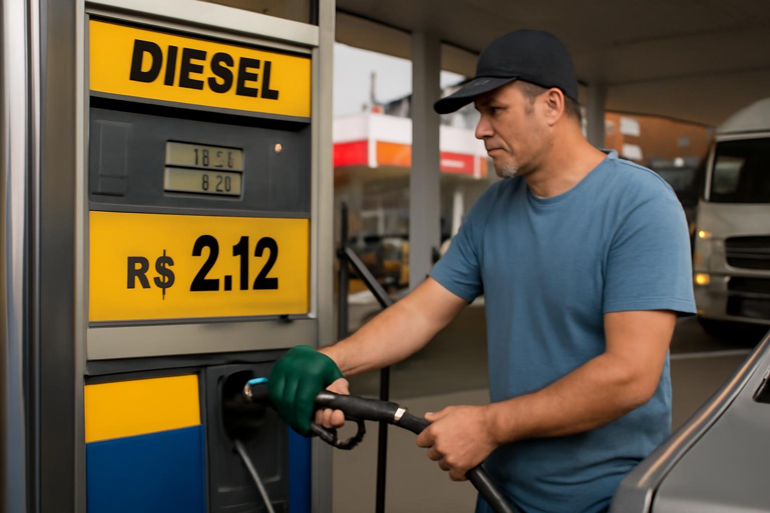 Ilustração sobre Governo renova subsídio de R$ 2,12 por litro do diesel por 30 dias