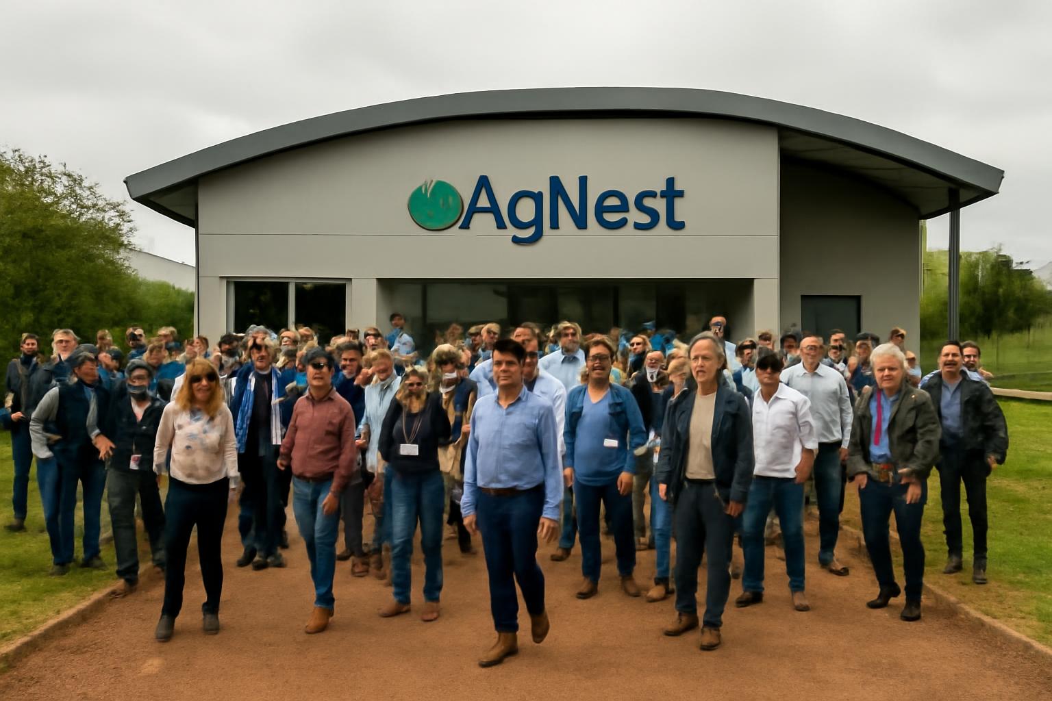 Imagem ilustrativa de representantes de startups no AgNest, em Jaguariúna (SP), onde 60 participantes do Speed Agro conheceram tecnologias e infraestrutura de pesquisa agrícola.