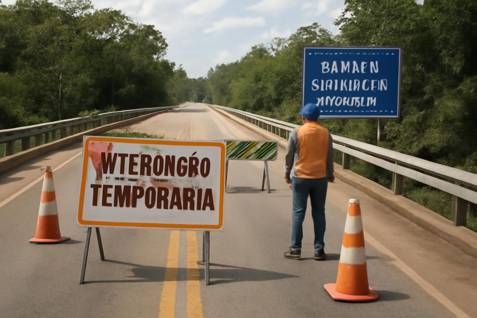 Ilustração sobre DNIT anuncia interdição temporária da ponte sobre o Igarapé Fortaleza no km 601 da BR-319 (AM)