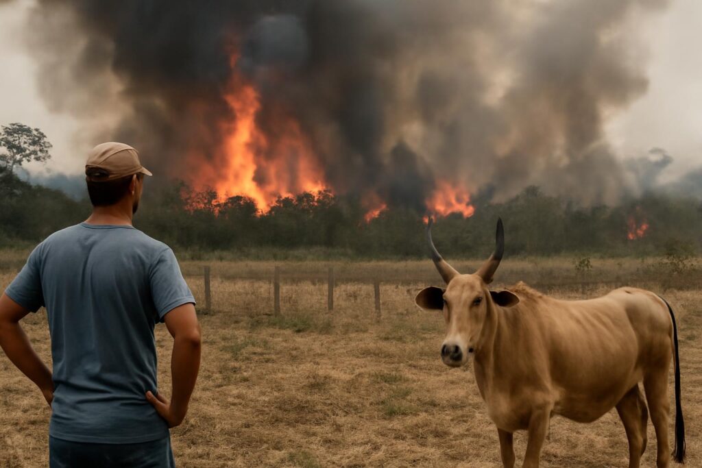 Ilustração sobre Incêndios no Amazonas sobem 253% em outubro e ampliam pressão sobre floresta e produção rural