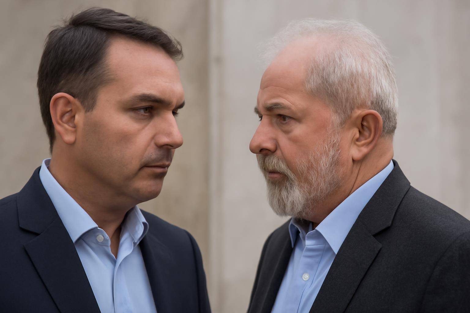 Ilustração sobre Pesquisa PoderData/AYA: Flávio Bolsonaro e Lula empatam com 50% dos votos válidos