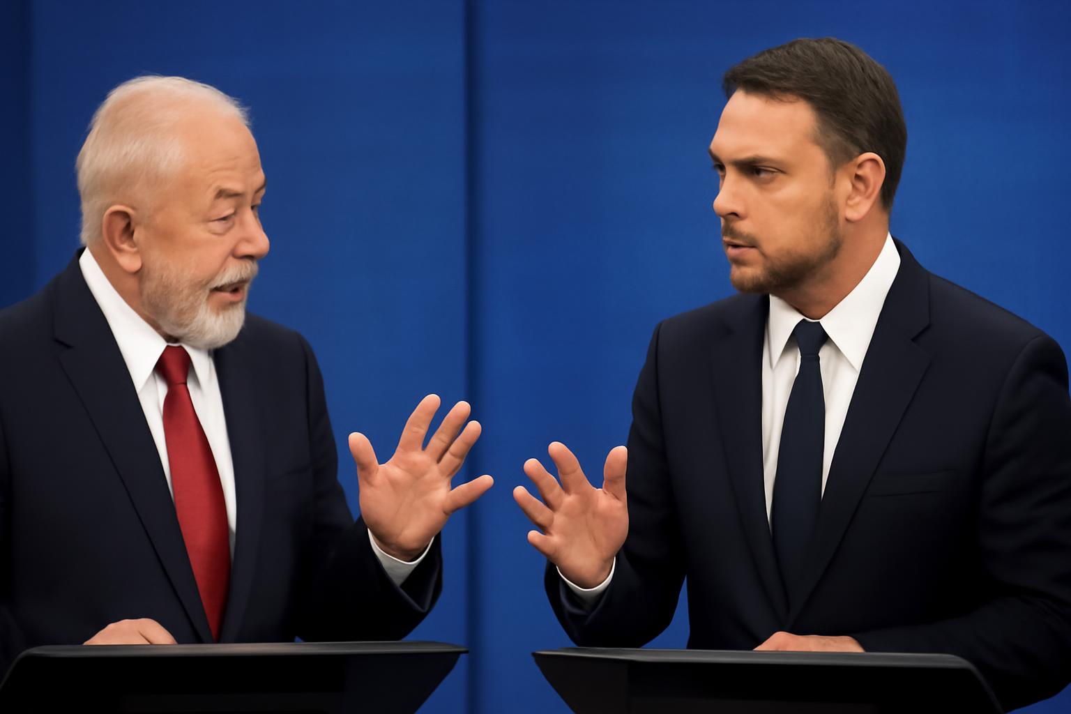 Ilustração sobre Lula e Flávio trocam acusações e apresentam propostas de segurança no debate da Band
